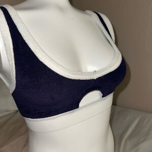 Women's Navy and White Fleece Bralette